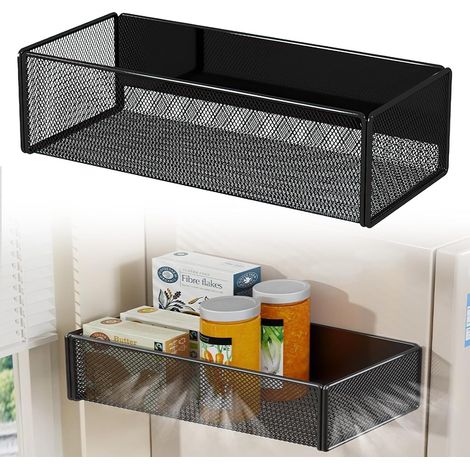 Étagère magnétique de cuisine, étagère magnétique à épices, étagère magnétique pour réfrigérateur, machine à laver, étagère suspendue pour réfrigérateur (1, noir (27 cm) (1/5)