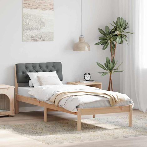 Bettgestell Braun und Dunkelgrau 80 x 200 cm Massivholz Kiefer