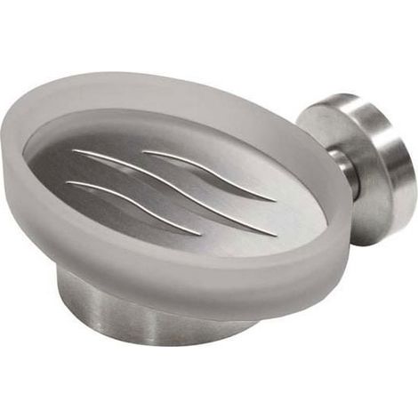 Porte savon - Matériau : Inox - Profondeur : 128 mm - Hauteur : 60 mm - Largeur : 130 mm - Platine : Ø 52 mm - Décor : Brossé - ITAR