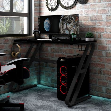 Bureau de jeu,Table de travail,Table d'étudeavec pieds en forme de ZZ Noir 110x60x75 cm CFW60889 (1/5)