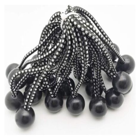 25 Tendeurs élastiques professionnels avec boule (150mm) pour fixation de bâches et tentes (1/3)