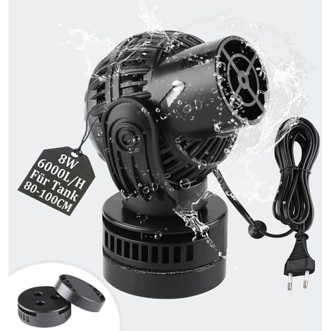 Pompe de Brassage Wavemaker 6000L/H 8W 80100cm Pompe à Onde Pompe de Mouvement 360 ° Rotative pour Aquariums à Vagues Eau Douce et Salée avec Magnet Noir (1/5)