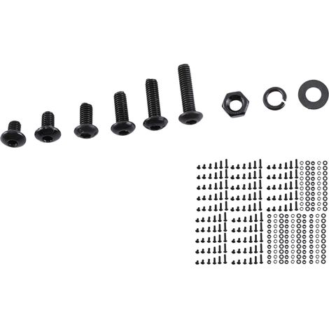 Kit de 300 vis, boulons, écrous et rondelles à tête hexagonale creuse en acier allié noir M3 (1/5)