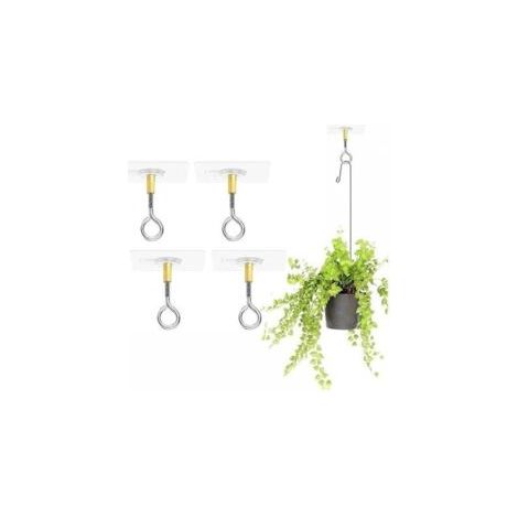 Set mit 4 selbstklebenden Deckenhaken, ohne Bohren, zum Aufhängen von Pflanzen, mit Deckenhaken aus Edelstahl, selbstklebende Deckenhaken, können 5 kg tragen (1/4)