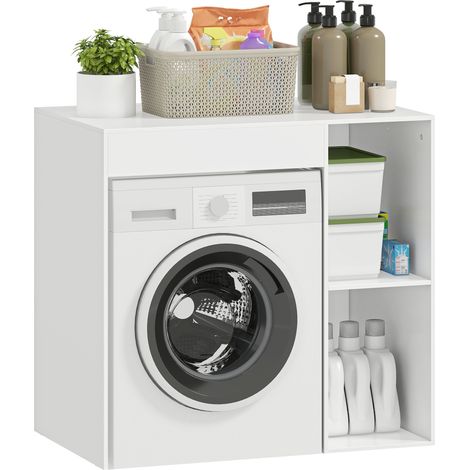 Meuble machine à laver et sèche-linge - HOMCOM - 2 compartiments ouverts - panneau de particules - 96 x 60 x 90,5 cm - blanc