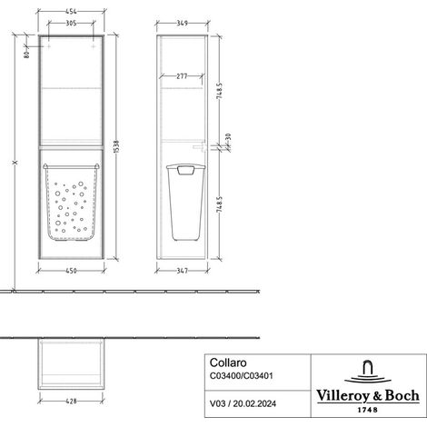Villeroy & Boch Collaro Armoire haute, 1 porte, charnières à