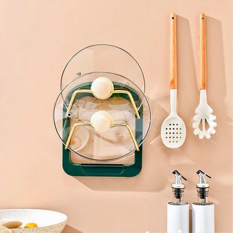 Trade Shop - TOPFDECKELHALTER AN DER WAND MONTIERT PLATZSPAREND KÜCHENUTENSILIEN - (1/4)