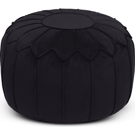 Loft 25 - Sitzsack für den Innenbereich, Luxus-Sitzsack für das Wohnzimmer, 45x27 cm Samt-Sitzsack mit Perlenfüllung, Gaming-Sitzsack für Erwachsene - Schwarz (1/5)