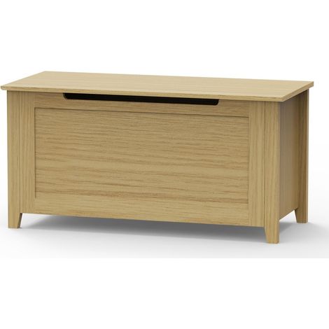 Storage Trunk - Metal - L40 x W90 x H45 cm - Oak-Effect - Flat Packed