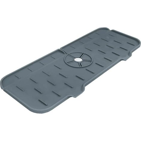 Alfombrilla para grifo de cocina, 37 x 14 cm, alfombrilla antigoteo de silicona para fregaderos, protección contra salpicaduras, alfombrilla lavable para secar platos, cocina, baño (1/4)