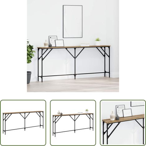 Table console industriel - Table console chêne artisanal 180 x 23 x 75 cm (1/5)