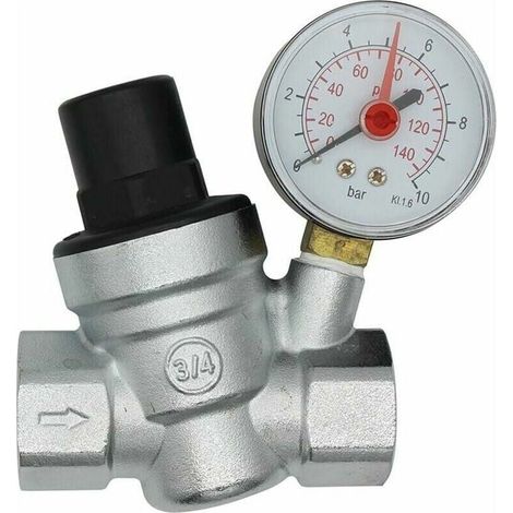 Réducteur de pression d'eau réglable 3/4 pouce – Manomètre intégré – Pression 1.6 Mpa – Conception compacte pour installations faciles, réducteur de pression d'eau 3/4 pouce avec manomètre GU.B/bon (1/5)