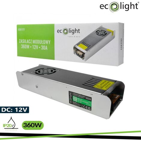 ALIMENTATORE LED 360W 12V 30A  IP20 SLIM 224X69X40 (1/2)