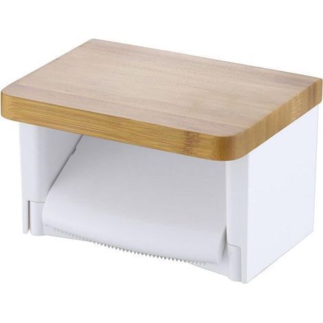 Porte-papier toilette  Étagère en bois  Porte-rouleau de papier toilette avec étagère en bois, support de rouleau de papier toilette pour maison, appartement, toilettes, salle de bain, toilettes (1/5)