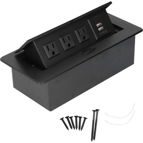 Multiprise encastrée moderne étanche à ouverture lente avec ports de chargement USB pour bureau à domicile (1/5)
