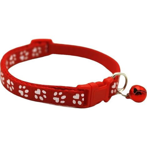 Collier tendance pour chats avec clochettes Couleur vive Imprimé pattes Pour la marche en plein air, l'entraînement Cloches (1/5)