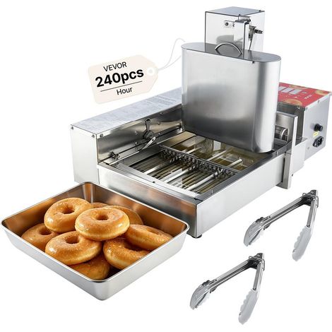 Machine à Donuts Automatique Friteuse Électrique Inox 304 4 Rangées 240 pcs/h 2000W 6,1L ZDT-4-EU (1/5)