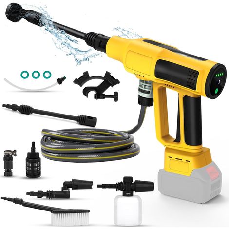Nettoyeur Haute Pression sans Fil pour 20V Batterie (sans Batterie)  Pistolet de nettoyage, 340W, sans balais, tuyau 5m, buse 6 en 1, filtre, pichet mousse, buse rotative, brosse (1/5)