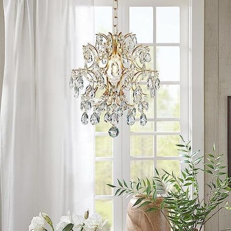 Suspension - Lustre Cristal Goutte D'eau - Pour Salle À Manger Chambre Salle De Bain Entrée Salon - Diamètre 33 Cm Hauteur 40,6 Cm - 1 Douille E26 (1/5)