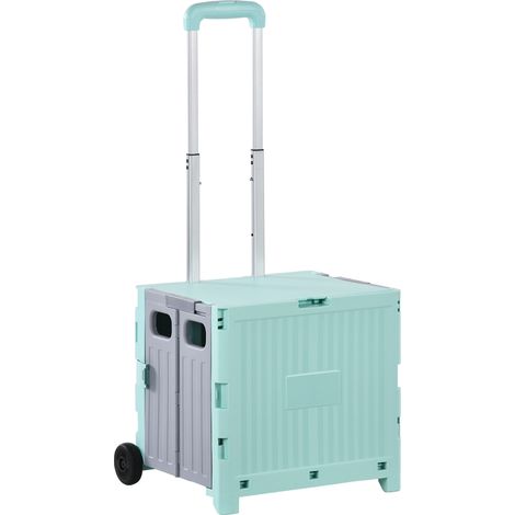 Beyamis Einkaufswagen für den Supermarkt mit 2 Rädern, verstellbarer Grifflänge, 32 Liter Fassungsvermögen, 41,5 x 32,5 x 85 cm, Grün