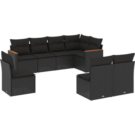 vidaXL Set Divani da Giardino con Cuscini 8 pz Nero in Polyrattan (1/5)