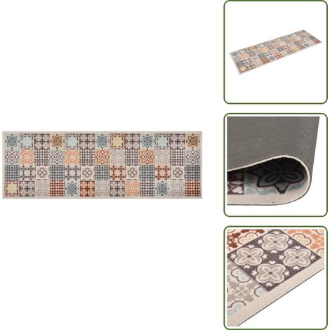 The Living Store Tapis de cuisine lavable Couleur mosaïque 45x150 cm - Tapis antidérapant (1/5)