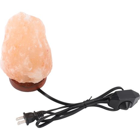 Ortviai Lampe en sel de l’Himalaya avec variateur, couleur ambre, 9 cm x 17 cm, pierre naturelle et socle en bois (1/5)