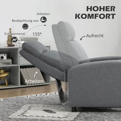 Fauteuil relax inclinable avec repose-pieds extensible, ressorts ensachés, capacité 150 kg, gris (1/5)