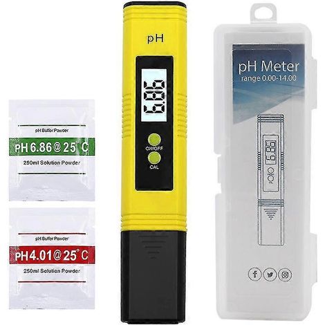Digitales pH-Meter, pH-Tester für Wasser, pH-Meter 0,01 pH, hochpräziser Wasserqualitätstester mit ATC, Messbereich 0–14 pH, für Schwimmbäder, Trockenbäder-yellow