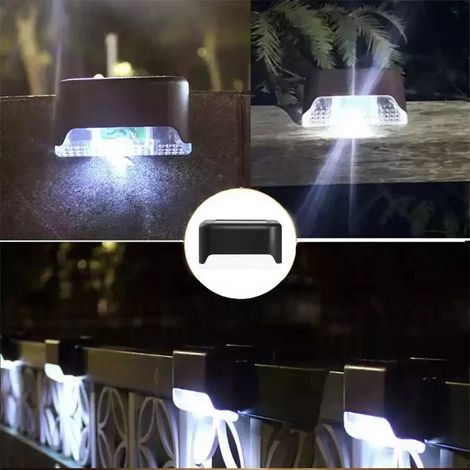 (Lot de 24 lampes solaires pour terrasse, 32 lampes solaires LED étanches pour escaliers, rampes, clôtures, jardins, patios et allées) - Coque noire et blanche (1/5)