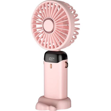 Ventilateur portatif, mini ventilateur portable rechargeable par USB, petit ventilateur de poche 5 vitesses avec base, batterie 4000 mAh Ventilateur de bureau pliable pour bureau, extérieur (1/3)