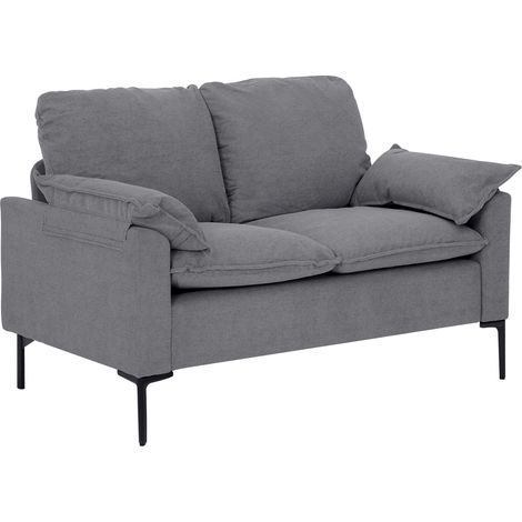 HOMCOM sofá de 2 plazas, tapizado en terciopelo, sofá moderno con patas de metal, reposabrazos acolchado, para salón, dormitorio, 130x77x84 cm, gris (1/5)