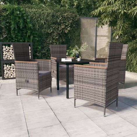 5-tlg. Garten-Essgruppe mit Kissen Grau vidaXL (1/5)