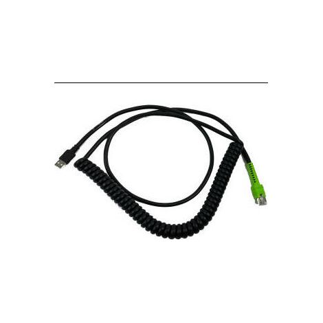 Cable de carga USB tipo A en espiral de Zebra de 12ft para escáneres, color negro
