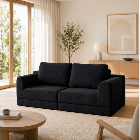 Sofá cama convertible, diseño 2 en 1 separable, relleno de espuma, tapizado de franela negra (1/5)