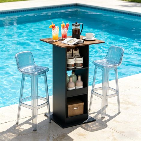 Höhenverstellbarer quadratischer Tisch, moderner 2-in-1-Esstisch (Bar-/Essbereich), ideal für Wohnzimmer, Büro oder Schlafzimmer, fußlos gestaltet.
