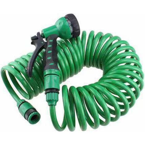 Spiral Garden Hose, Spiral Garden Hose, Flexible Water Hose  Coiled Boat Hose, Garden Hose for Camper Washing Water with Nozzle (1/5)