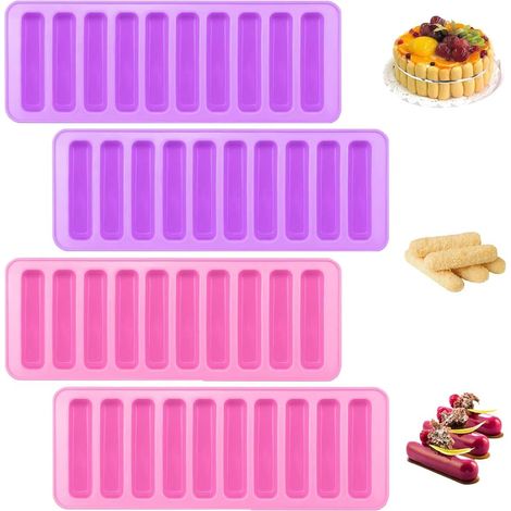 4-Piece Silicone Cereal Bar Mold (Pink, Purple) (1/5)