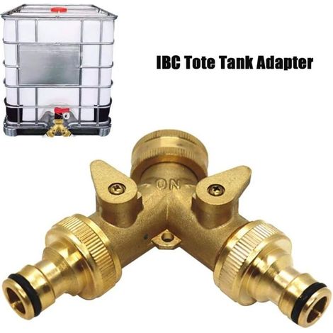 Distributeur eau Y 3/4'' laiton - Division flux eau - Maison/réservoir IBC - 2 voies, robinet sortie - Plombiers et propriétaires (1/4)