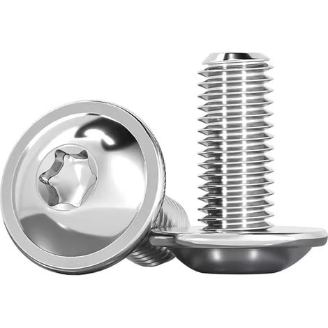 10 pieces M8x12 mm flat head screws with flange, Torx ISO 7380-2 domed head, stainless steel A2 V2A, full thread