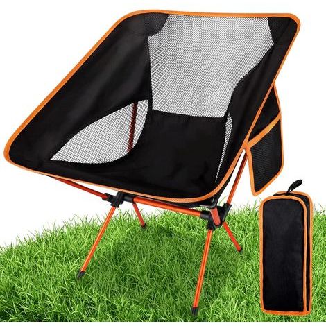 Chaise de camping pliable, portable, confortable, idéale pour les activités de plein air, la pêche, la randonnée, les pique-niques, la plage et le camping. (1/5)