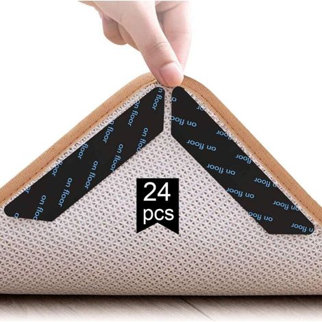 Rug Grippers, 24 Pcs Anti Derapant Tapis, Anti Curling Carpet Grippers Coin, Anti à boucler Tapis antidérapant, réutilisable Sticker Tapis antidérapant pour planchers de Bois Franc,carpettes et Tapis