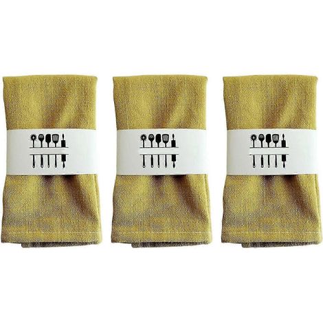 Lot de 3 serviettes de table en tissu, napperons pour assiettes et décorations de table à la maison-Yellow