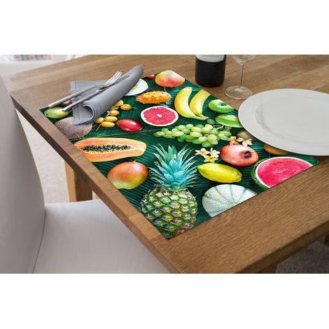 Tovagliette Americane in pvc Set di 2/4/6/8 pz da Tavola antiscivolo in Vinile anche per Hotels, Bar e Ristoranti Frutta e foglie - 2 Pezzi (1/2)