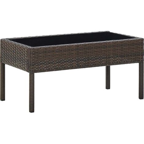 vidaXL Mesa de jardín ratán sintético marrón 75x40x37 cm (1/5)