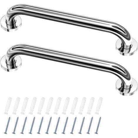 2 Barre D'Appui wc, Acier Inox Maintien Poignée Douche, 30cm Barre d'Appui Salle de Bain Coudée, Barres Douche, Baignoire Main Courante Inoxydable Âgées/Handicapées/Enfants (1/4)