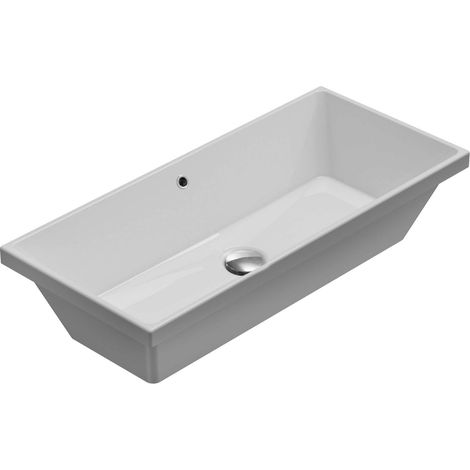 Lavabo Stockholm incasso/sottopiano cm. 75x34 rettangolare bianco (1/2)
