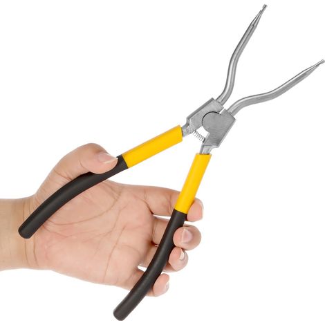 28 cm (11 Zoll) lange Sprengringzange mit kunststoffbeschichteten geraden und abgewinkelten Köpfen zur Demontage von Waschmaschinen – Handwerkzeugzange (1/4)