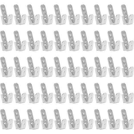 50 Stück Messing-Schaufelverbinder, 6,35 mm Doppelkopfstecker, 3-Wege-Drahtverbinder, Silber (1/5)