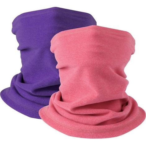 2er Set Loop Schal Damen Herren, Fleece Halswärmer winddicht, multifunktional, Rose+Lila (1/5)